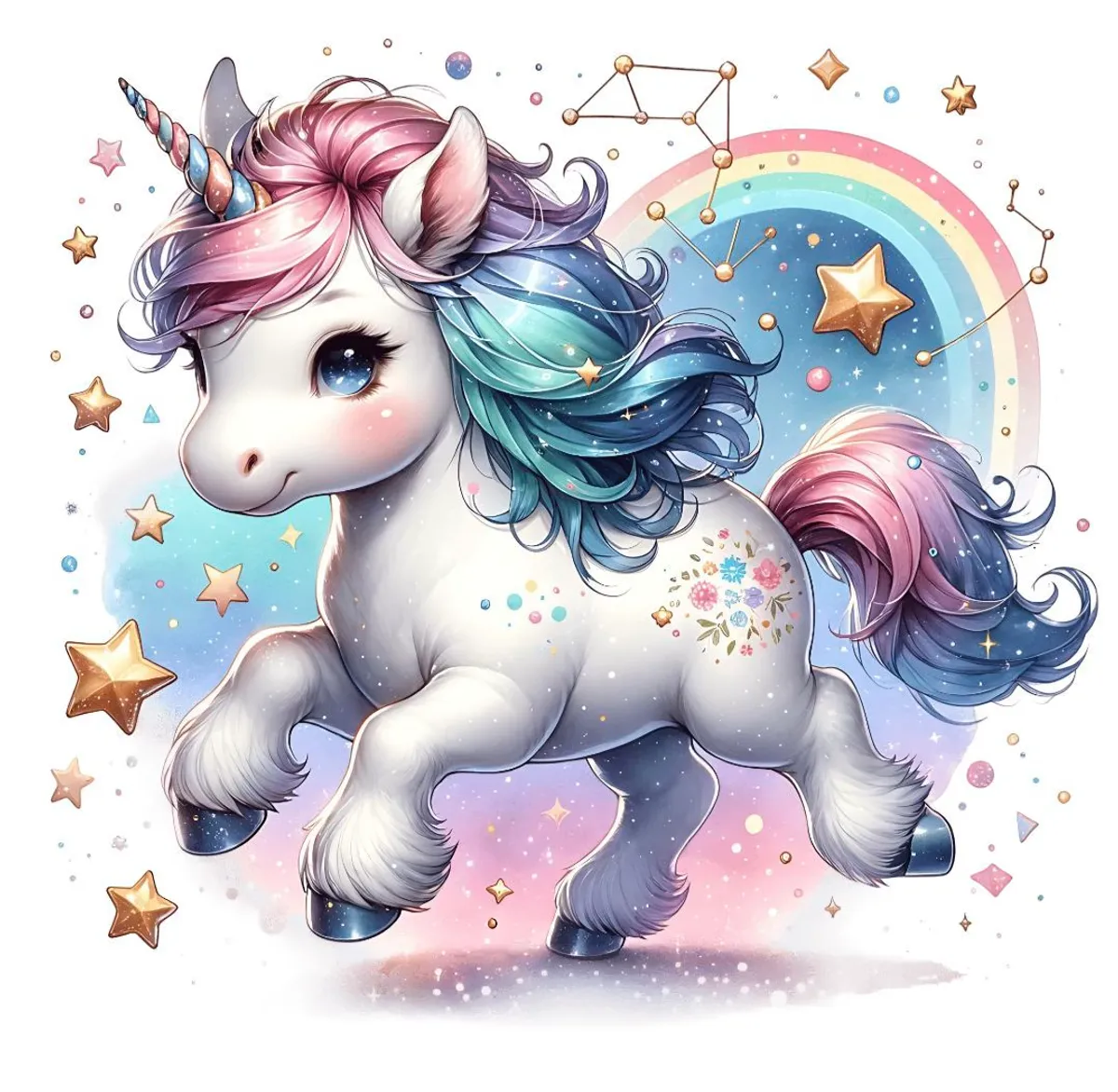 Enhjørning 13 - DTF Strykemerke