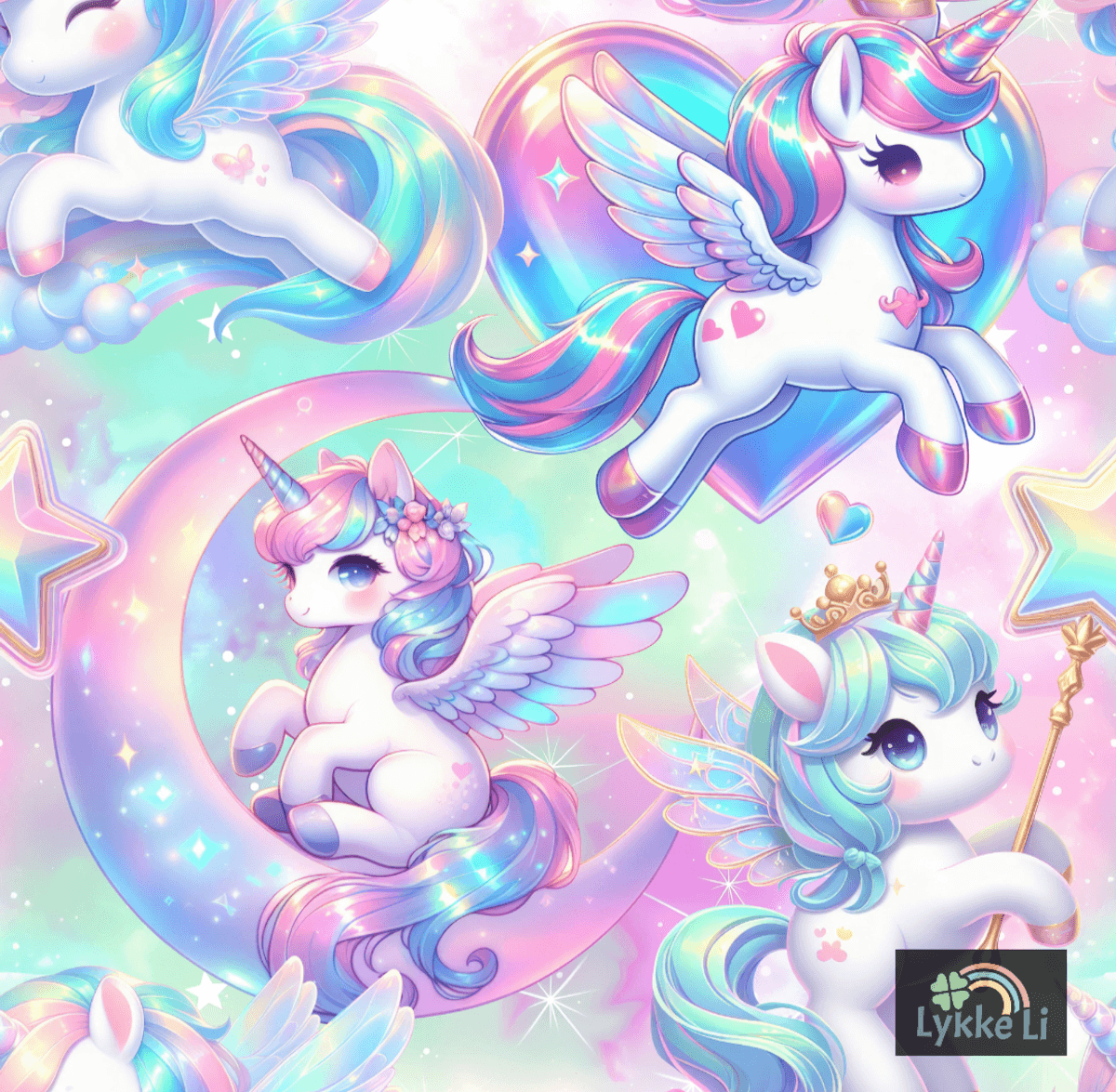 Pastell Unicorn - Jersey - Metervare