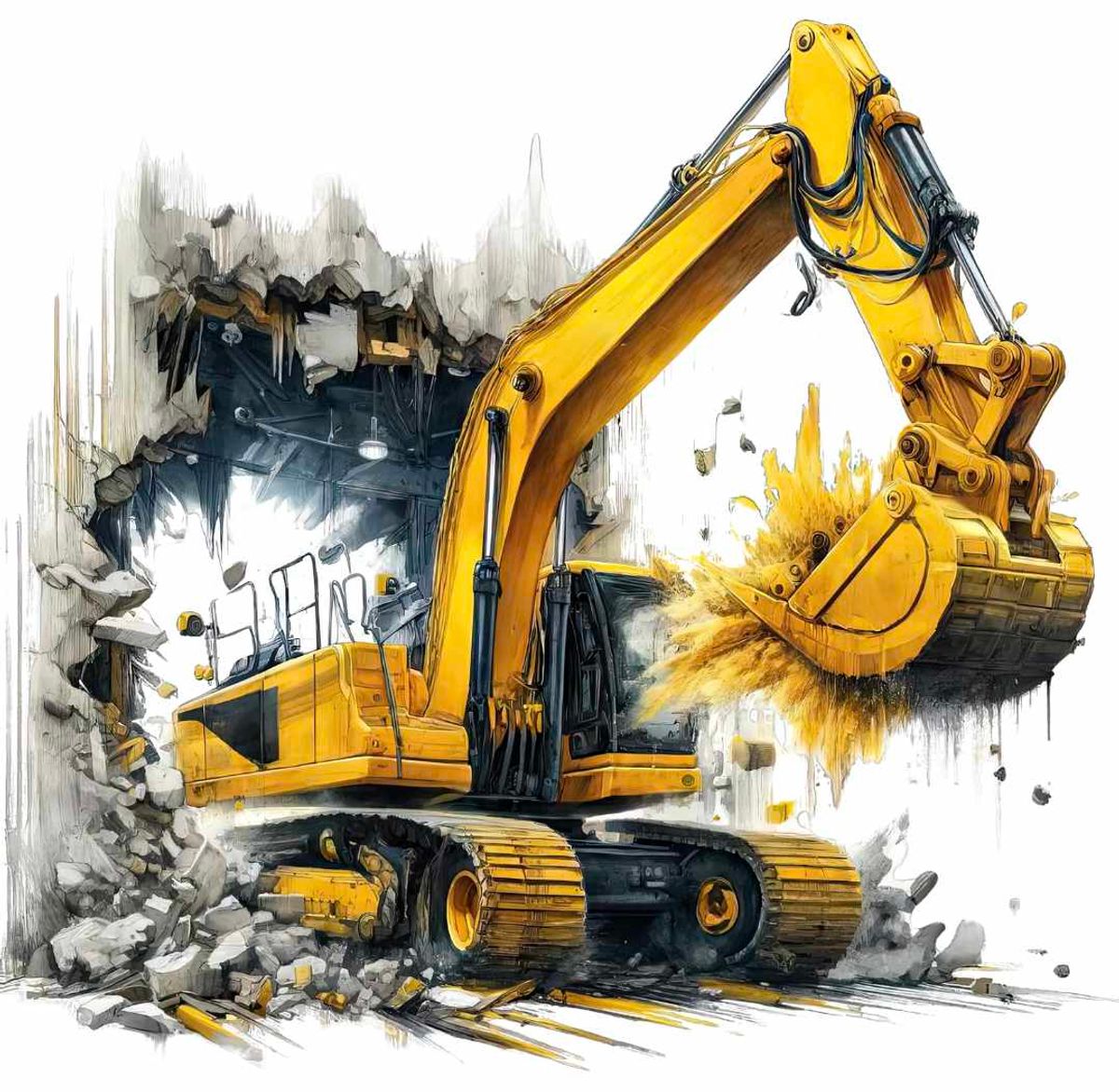 Exavator out of hole - DTF Strykemerke