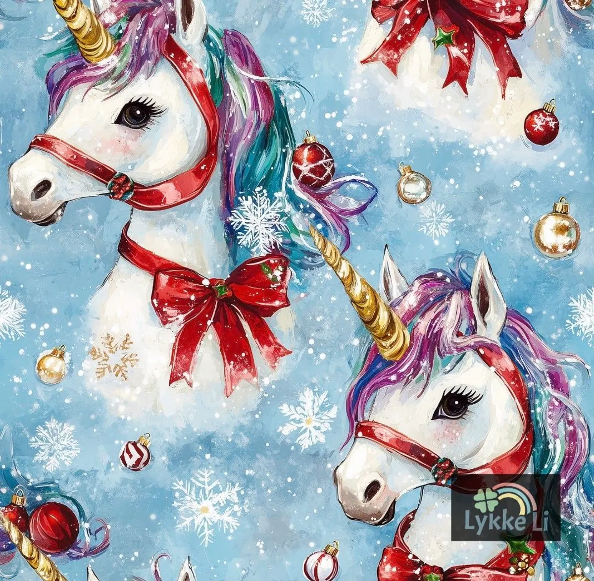 Jule Enhjørning - Jersey - Metervare