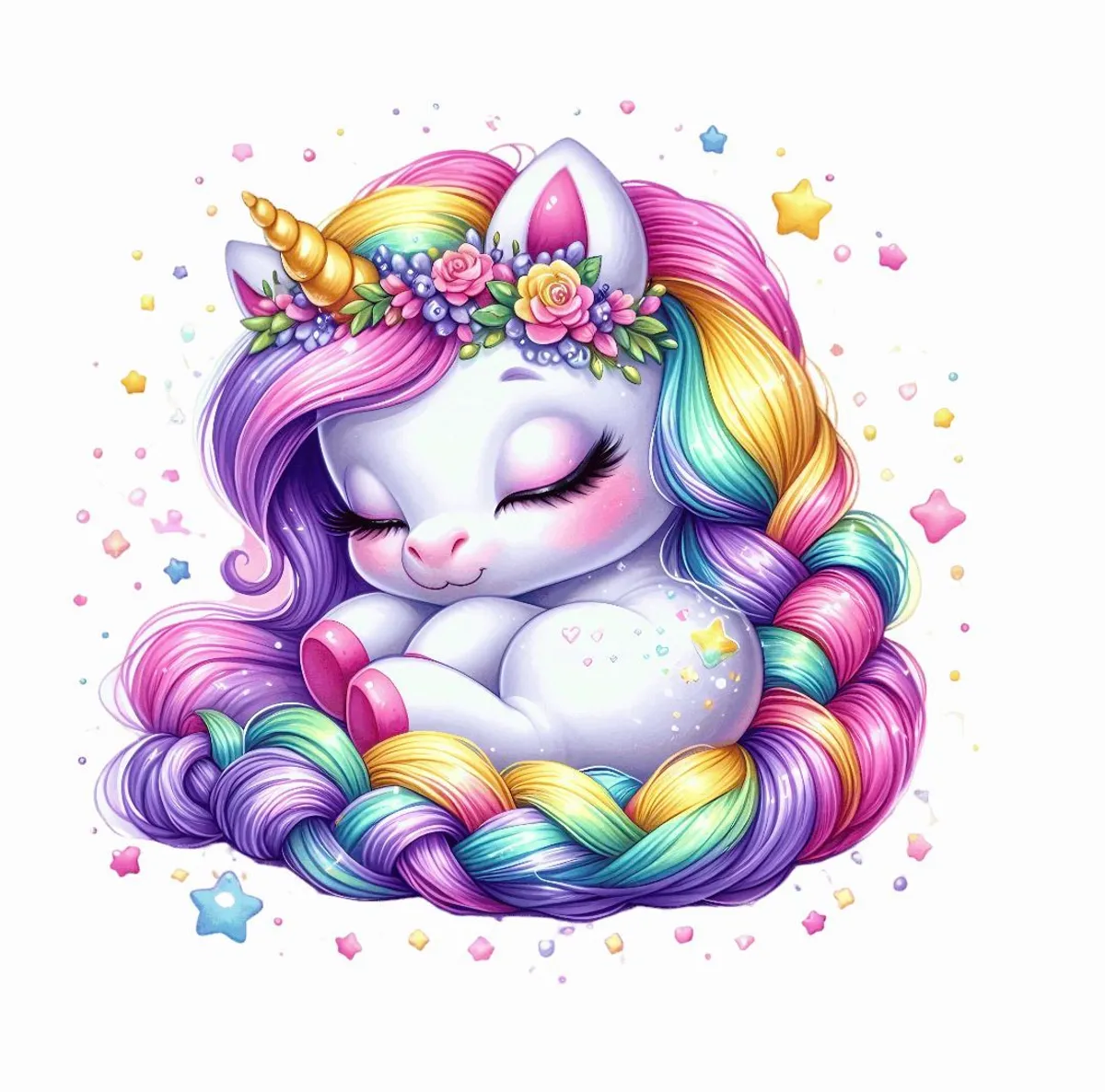 Enhjørning 24 - DTF Strykemerke